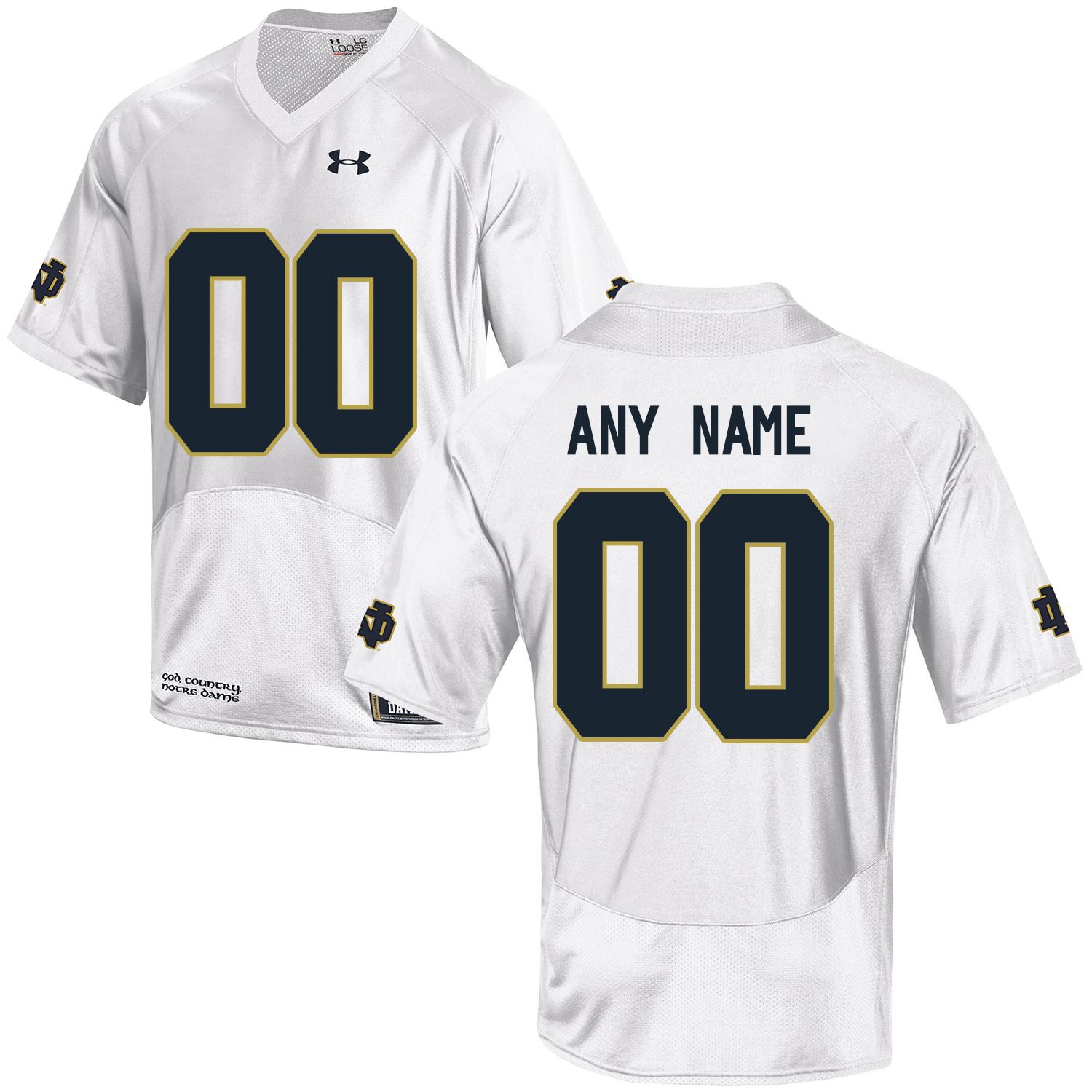 Men Norte Dame Fighting Irish #00 Any Name White Customized NCAA Jerseys->customized ncaa jersey->Custom Jersey